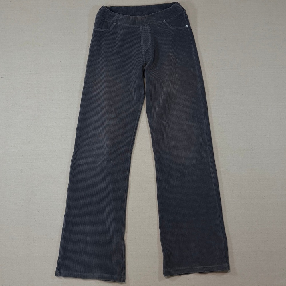 Goddesswear Corduroy Yoga Flare Pants Charcoal Gray Embroidered 13x31 Medium